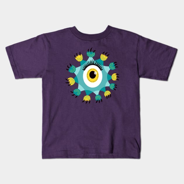 Cute Eye Monster Paws And Claws Kids T-Shirt by Boriana Giormova